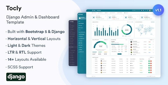 Tocly - Django Admin & Dashboard Template - Admin Templates Site Templates