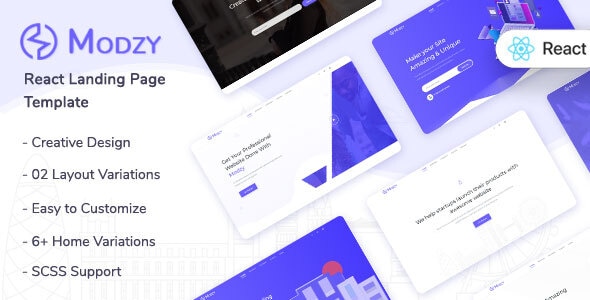 Modzy - React Landing Page Template - Corporate Site Templates