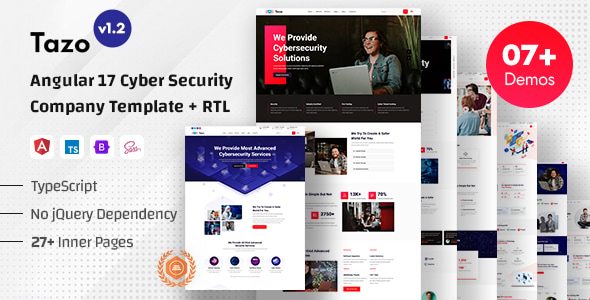 Tazo - Angular 17+ Cyber Security Services Template - Business Corporate