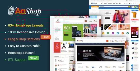 AaShop - Responsive & Multipurpose Sectioned Bootstrap 4 Shopify Theme - Shopify eCommerce