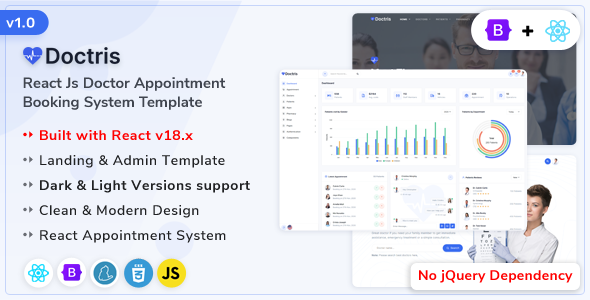 Doctris - ReactJS Doctor Appointment Booking System & Admin Dashboard Template - Retail Site Templates