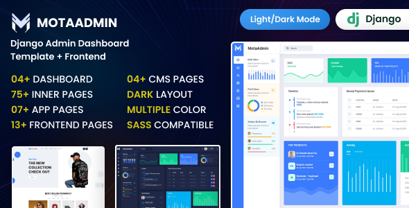 MotaAdmin - Django Admin Dashboard Template + Frontend - Admin Templates Site Templates
