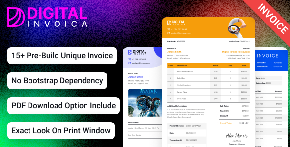 Digital Invoica - Invoice HTML Template for Ready to Print - Miscellaneous Site Templates