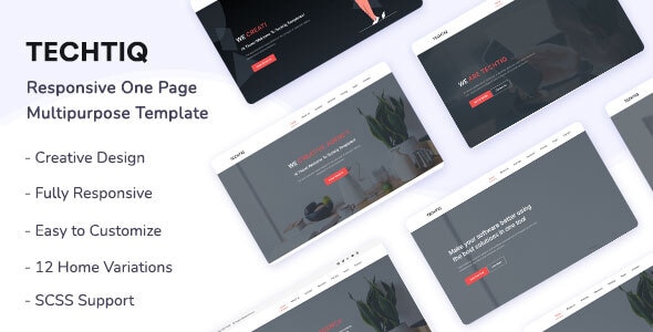 Techtiq - Responsive One Page Multipurpose Template - Corporate Site Templates