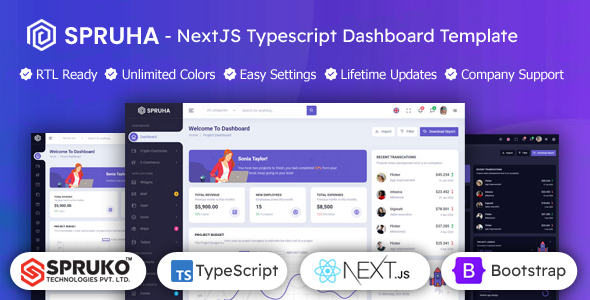 Spruha - Next JS Typescript Admin Template - Admin Templates Site Templates
