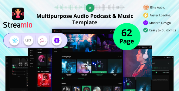 Streamio - Multipurpose Audio Podcast & Music React Next JS Template by ...