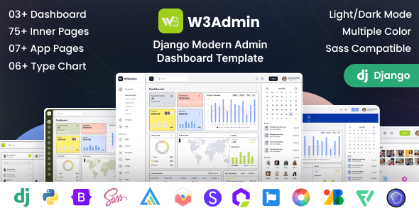 W3Admin - Django Modern Admin Dashboard Template - Admin Templates Site Templates
