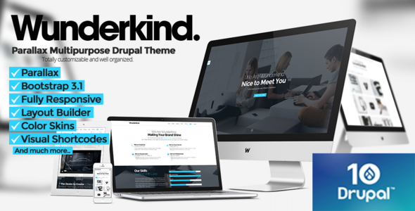 Wunderkind - One Page Parallax Drupal 7 & 10 Theme - Business Corporate
