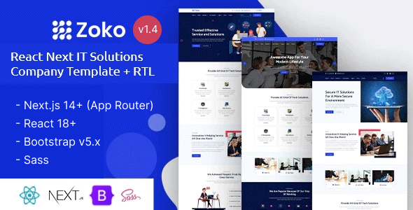 Zoko - IT Solutions & Services React Nextjs Template - Technology Site Templates