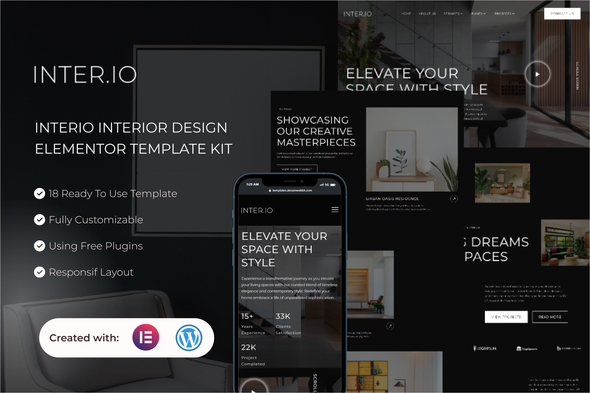 Interio - Interior Design Elementor Template Kit - Real Estate & Construction Elementor