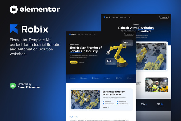 Robix – Industrial Robotic & Automation Solution Elementor Template Kit - Business & Services Elementor