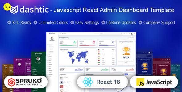 Dashtic – React Javascript Admin Dashboard Template - Admin Templates Site Templates