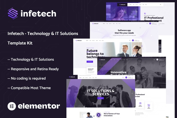 Infetech - Technology & IT Solutions Elementor Template Kit - Business & Services Elementor