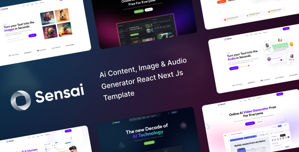 Sensai - AI Generator React Next Js Template - Technology Site Templates