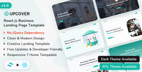 Upcover - React Js Business Landing Page Template - Corporate Site Templates