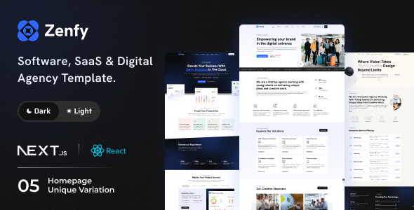 Zenfy - Software, SaaS & Digital Agency React Next JS Template - Software Technology