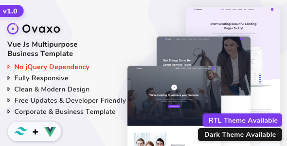 Ovaxo - Vue js Multipurpose Landing Template - Corporate Site Templates
