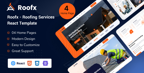 Roofx - Roofing Services React Template - Corporate Site Templates