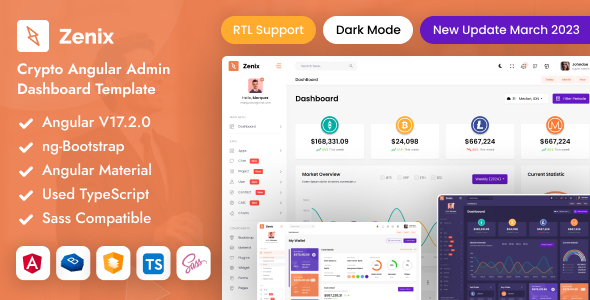 Zenix - Crypto Angular Admin Dashboard Template - Admin Templates Site Templates