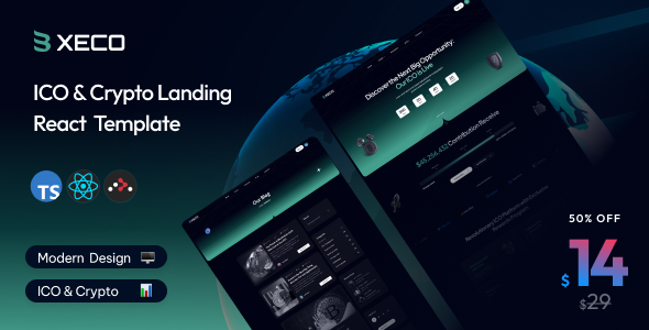 Xeco - ICO & Crypto React js Template - Technology Site Templates