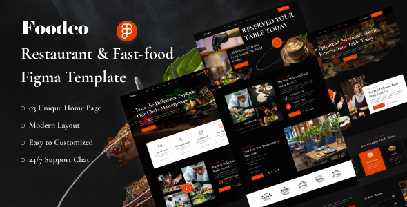 Foodco - Restaurant Figma Template - Restaurants & Cafes Entertainment