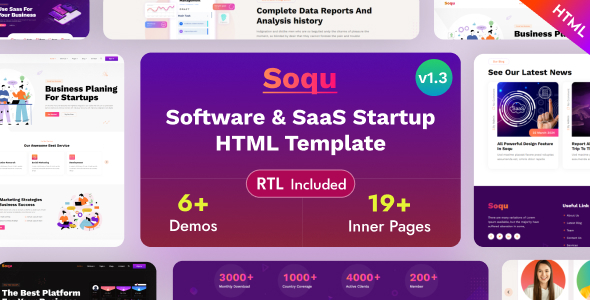 Soqu - Software & SaaS Startup Bootstrap 5 Template - Software Technology