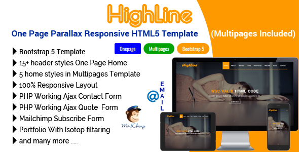 HighLine - Parallax Responsive HTML5 Template - Corporate Site Templates