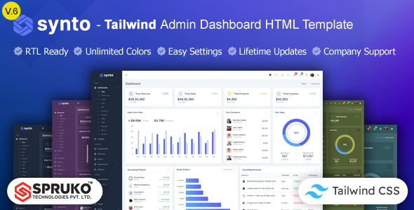 Synto - HTML Tailwind Dashboard Template - Admin Templates Site Templates