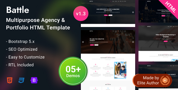 Battle - Startup Agency Portfolio Bootstrap 5 Template - Site Templates