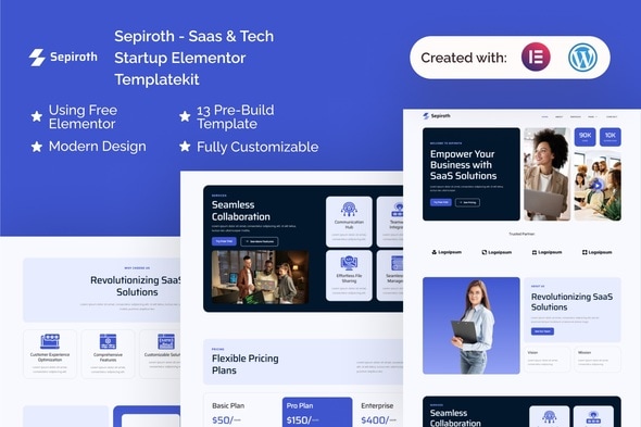 Sepiroth - Saas & Tech Startup Elementor Template Kit - Business & Services Elementor