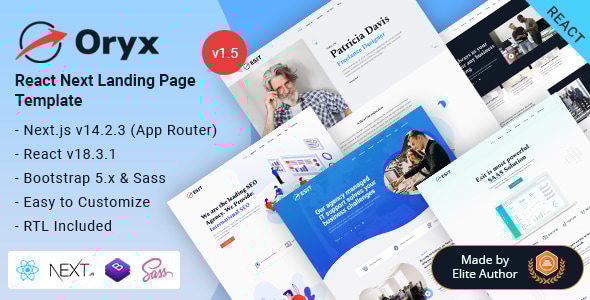 Oryx - React Nextjs 14+ Multipurpose Landing Page Template - Business Corporate