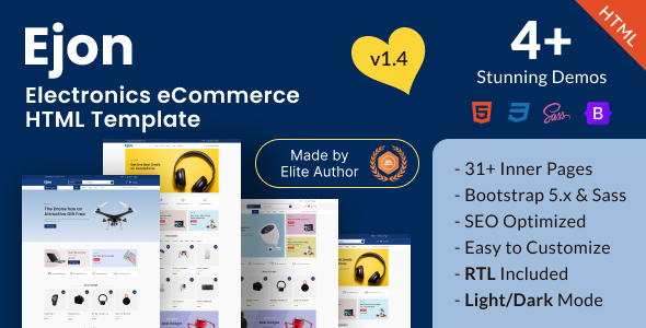 Ejon - Electronics eCommerce Bootstrap 5 Template - Shopping Retail