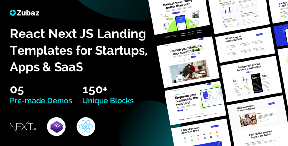 Zubaz - Startup & SaaS React Next Js Tempalte - Technology Site Templates