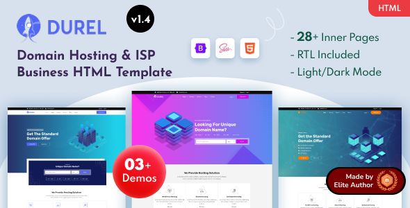 Durel - Domain Hosting & ISP Business Bootstrap 5 Template - Hosting Technology