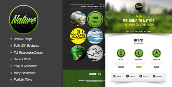 Nature - Responsive HTML5 Onepage Template - Portfolio Creative