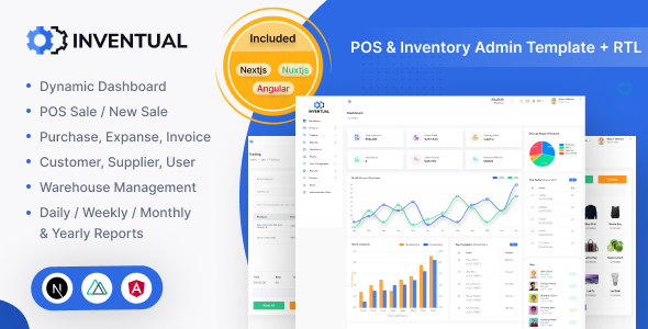 Inventual – Angular, NextJs & NuxtJs Inventory Admin Template + RTL - Admin Templates Site Templates