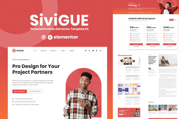 SiviGUE - Personal Portfolio Elementor Template Kit - Personal & CV Elementor