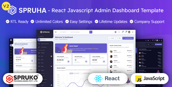 Spruha – ReactJS Admin & Dashboard Template - Admin Templates Site Templates