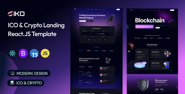 IKO - ICO & Crypto Landing React JS Template - Technology Site Templates