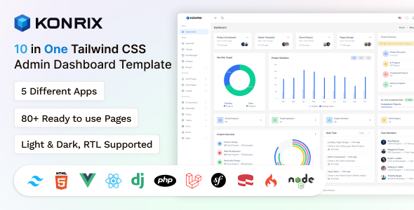 Konrix - Multipurpose Tailwind CSS Admin & Dashboard Template - Admin Templates Site Templates