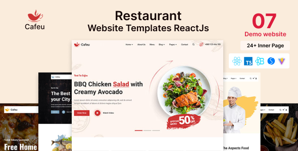 Restaurant Website Template ReactJs - Cafeu - Food Retail