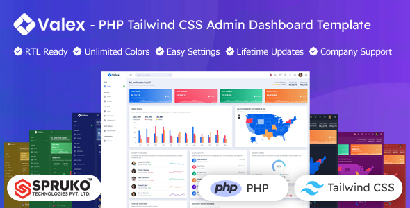 Valex - PHP Tailwind Dashboard Template Admin Panel - Admin Templates Site Templates