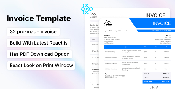 Invoma - Invoice ReactJS Template - Miscellaneous Site Templates