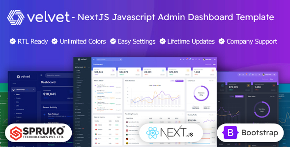 Velvet - Nextjs Javascript Dashboard Template - Admin Templates Site Templates