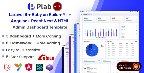 Plab - Multi-Framework Admin Dashboard Template - Admin Templates Site Templates
