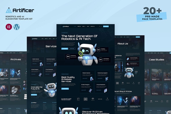 Artificer - Robotics & AI Elementor Pro Template Kit - Technology & Apps Elementor