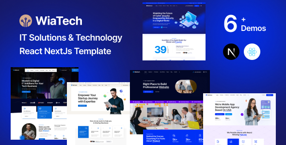 WiaTech - IT Services & Development React NextJS Template - Technology Site Templates