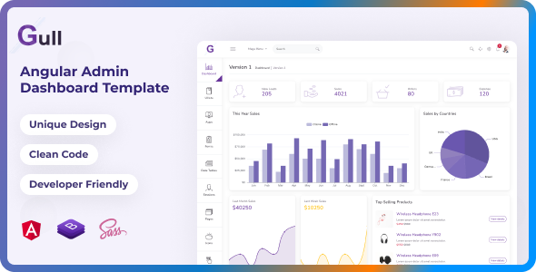 Gull - Angular 19+ Admin Dashboard Template - Admin Templates Site Templates