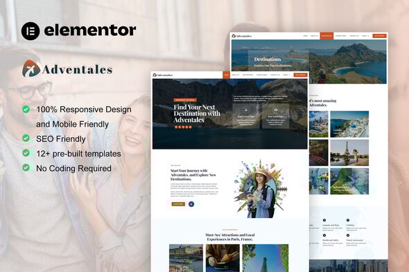 Adventales - Modern Travel Blog Elementor Template Kit - Travel & Accomodation Elementor