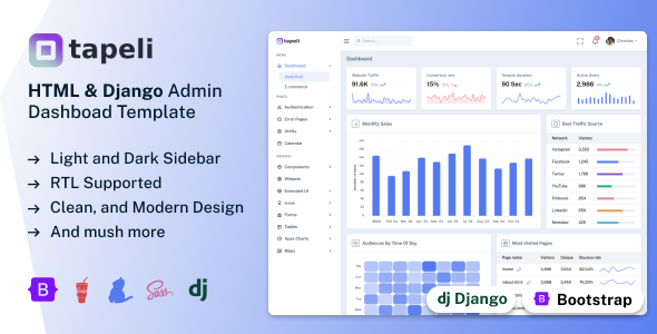 Tapeli - Django & HTML Admin Dashboard Template - Admin Templates Site Templates